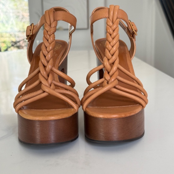 Vince Camuto Rohnlee Leather Platform Sandals in Cognac - Picture 2 of 9